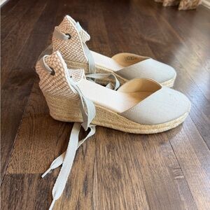 Soludos Beige Espadrille Wedge Sandals